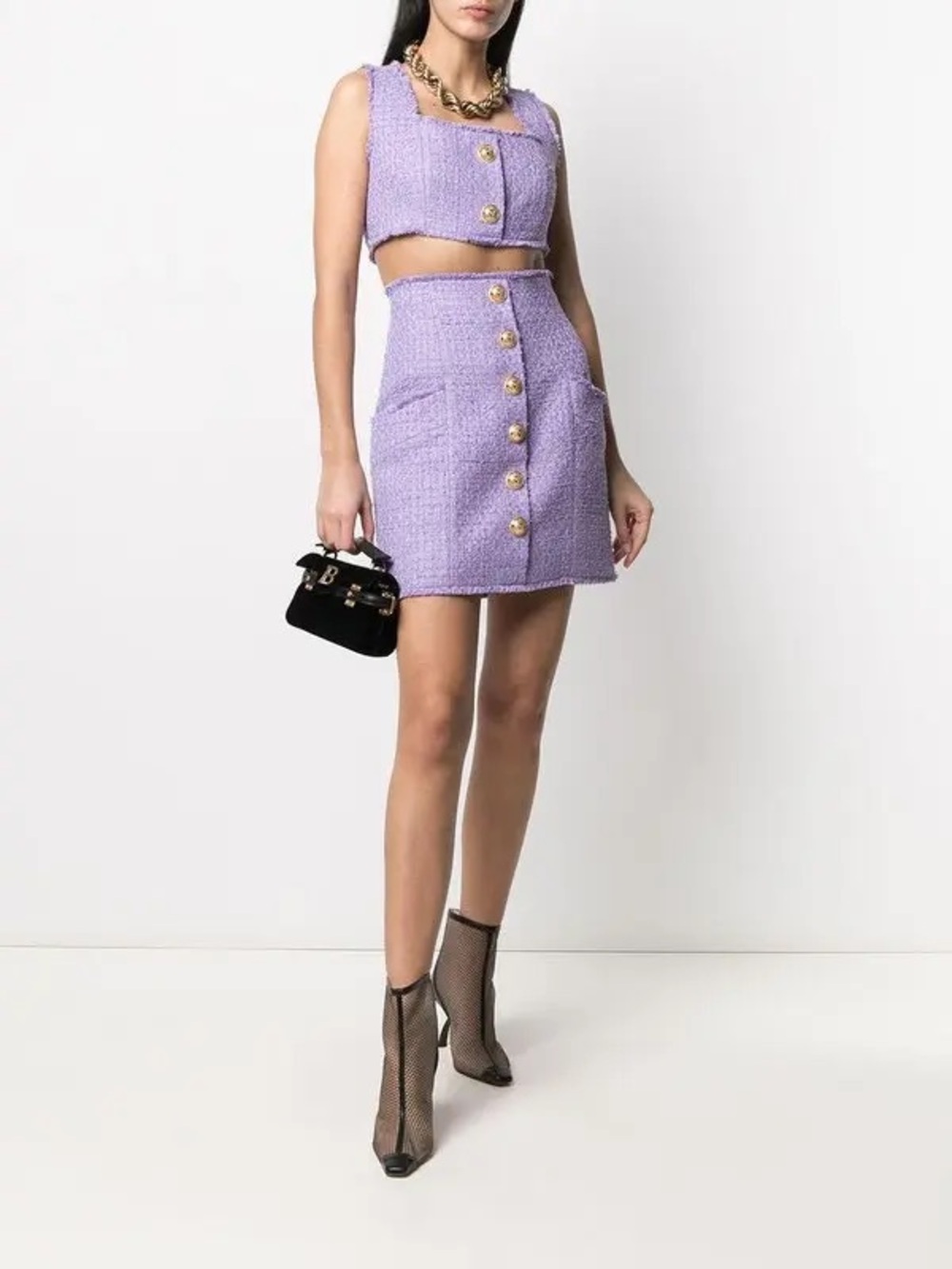 Balmain Tweed Crop Top & Skirt Set
